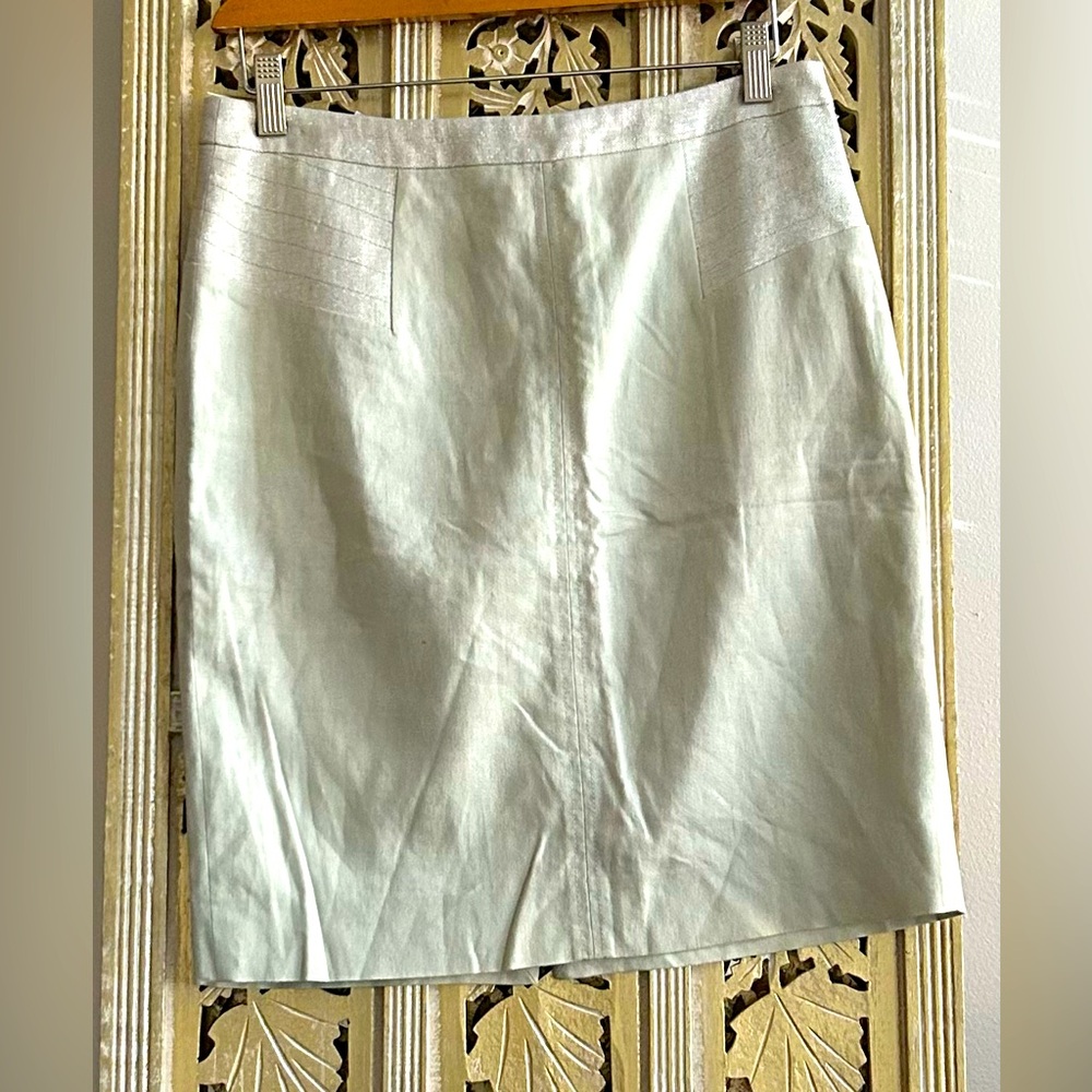 Women's Comptoir Des Cotonniers Beige Linen Pencil Skirt Mettalic summer spring